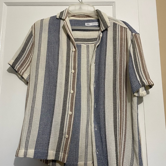 Men's Zara Striped Short Sleeve Shirt - Picture 1 of 3